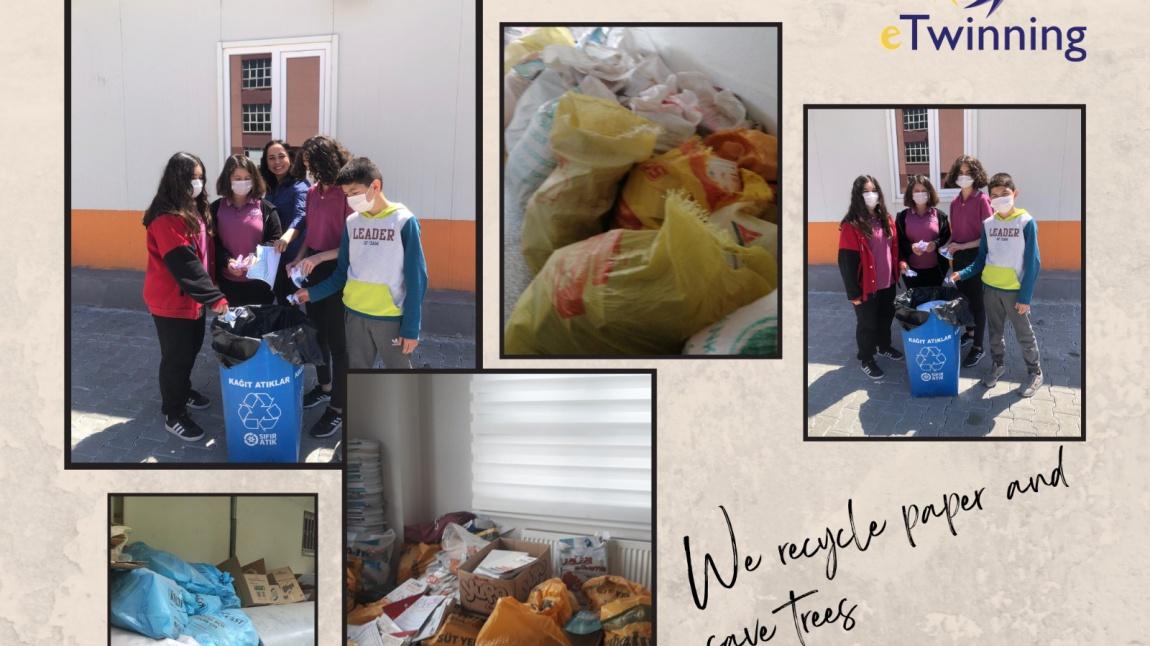 Okulumuz öğretmenlerinden Hediye Karnak Irmak’ın kuruculuğunu yaptığı Leave ne a nice world projesi kapsamın da öğrencilerimiz kağıt atıkları toplayıp geri dönüşüme veriyor.
